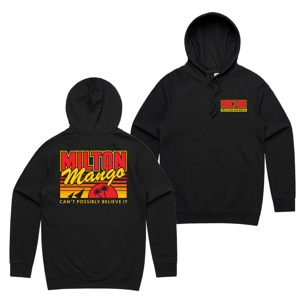 Miami Mango Hoodie — Black front & back