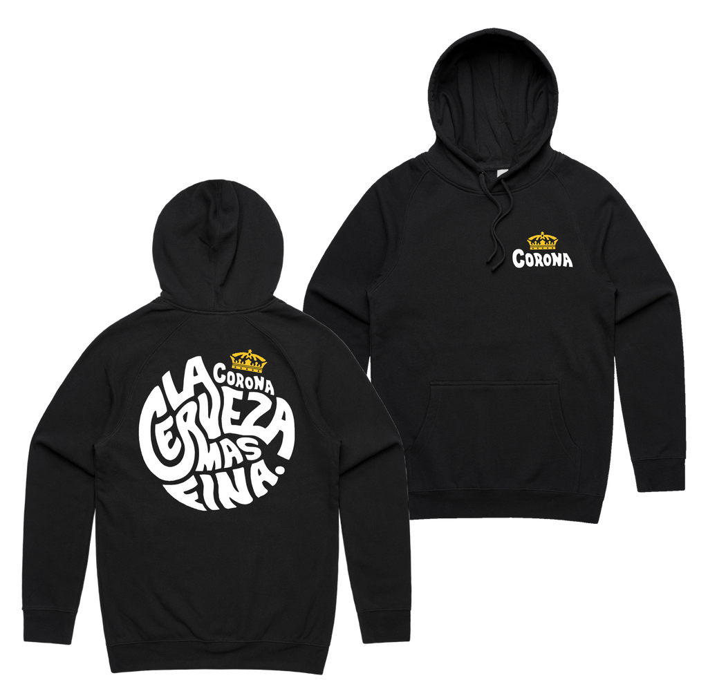 Cerveza Circle Hoodie — Black front & back