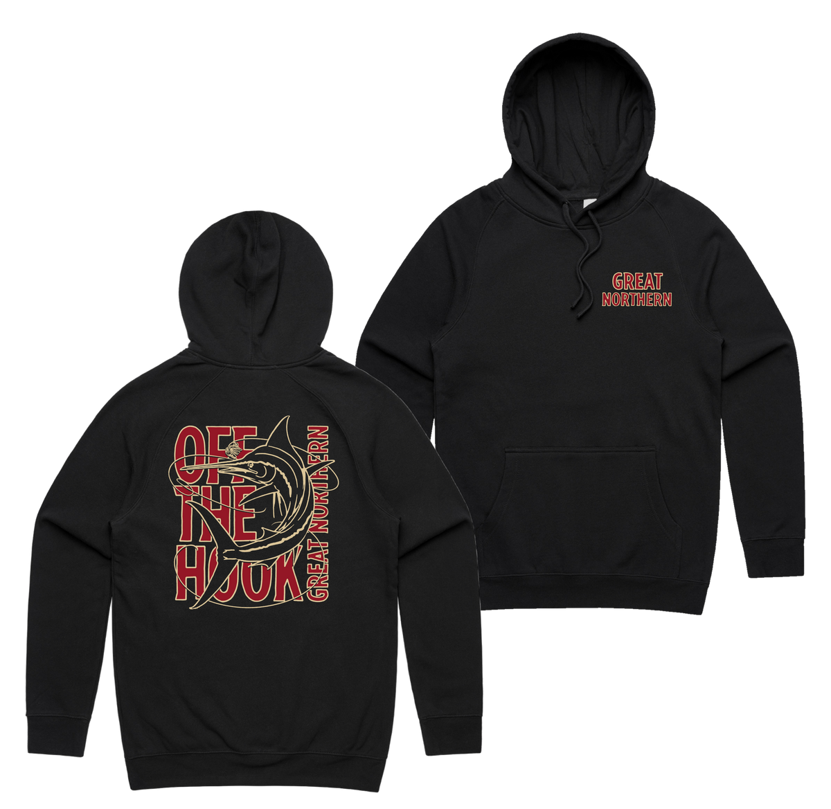 Off The Hook Hoodie — Black front & back