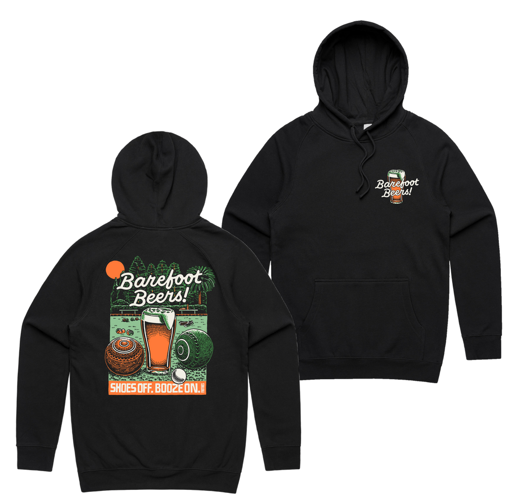 Barefoot Beers Hoodie — Black front & back