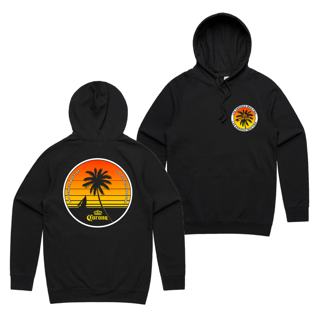 Club Corona Hoodie — Black front & back