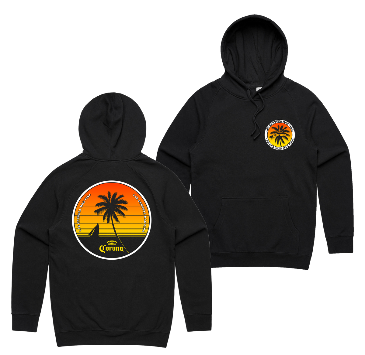 Club Corona Hoodie — Black front & back