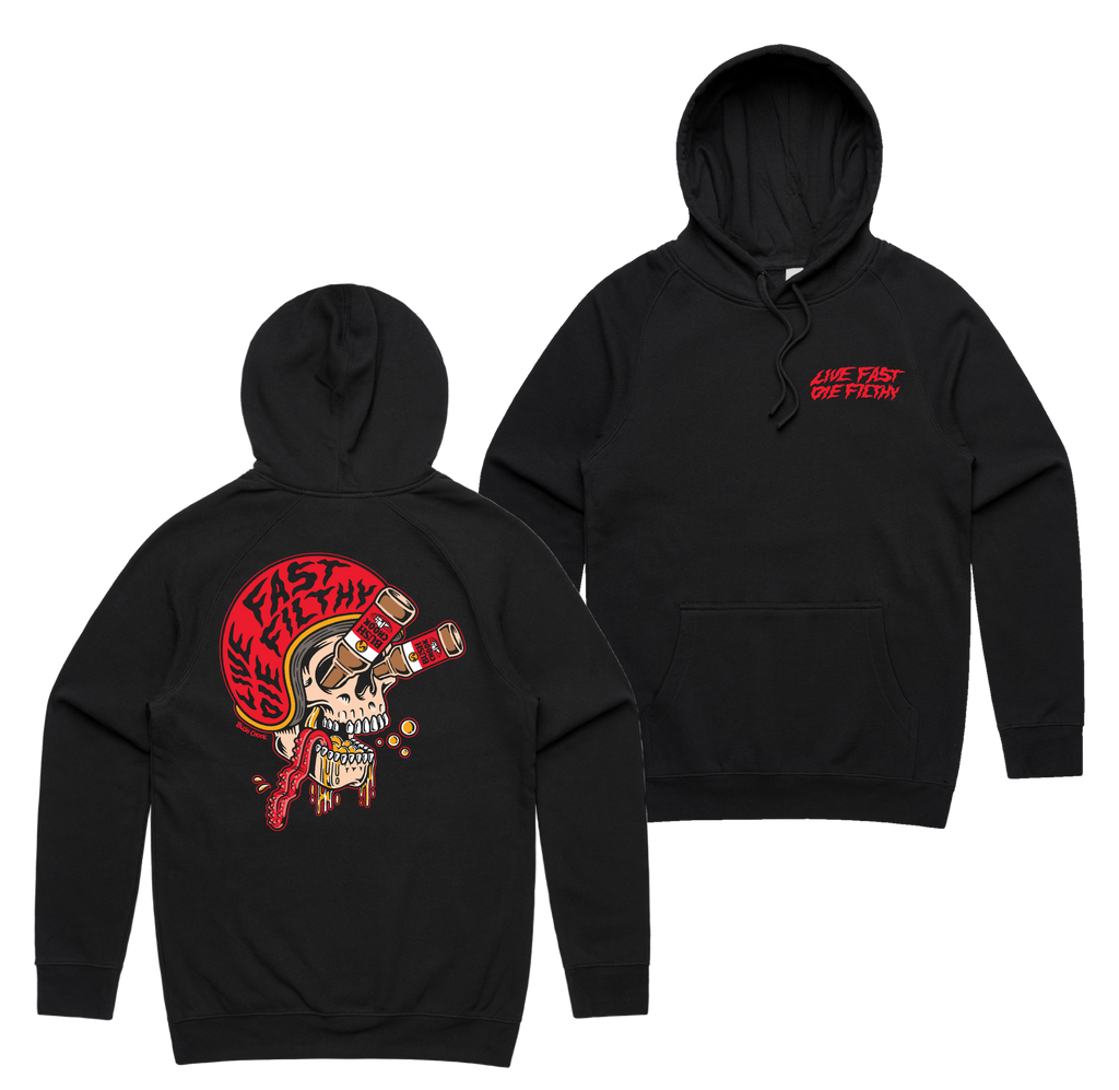 Live Fast Hoodie — Black front & back