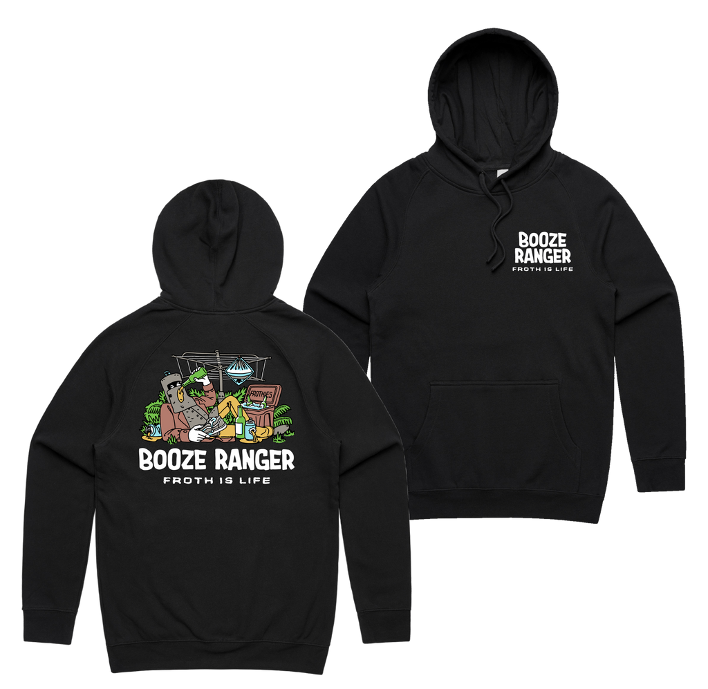 Booze Ranger Hoodie — Black front & back