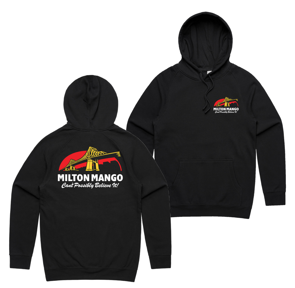 Tall Stories Hoodie — Black front & back