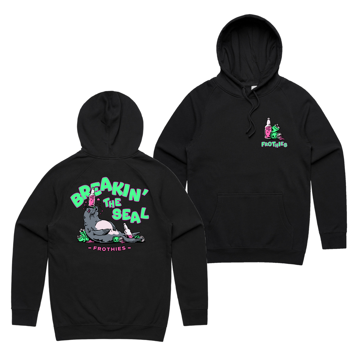 Break The Seal Hoodie — Black front & back