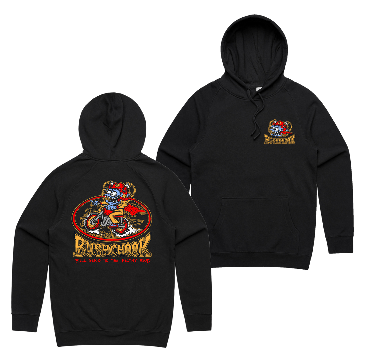 Filthy End Hoodie — Black front & back