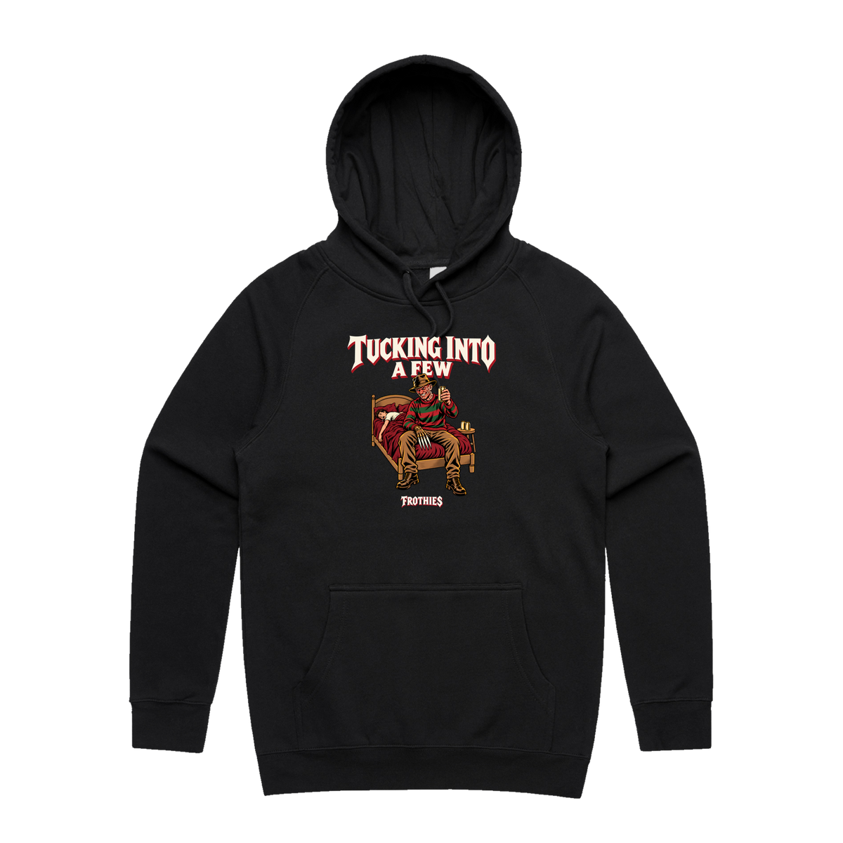 Tucking Into A Few Hoodie Black — Black front