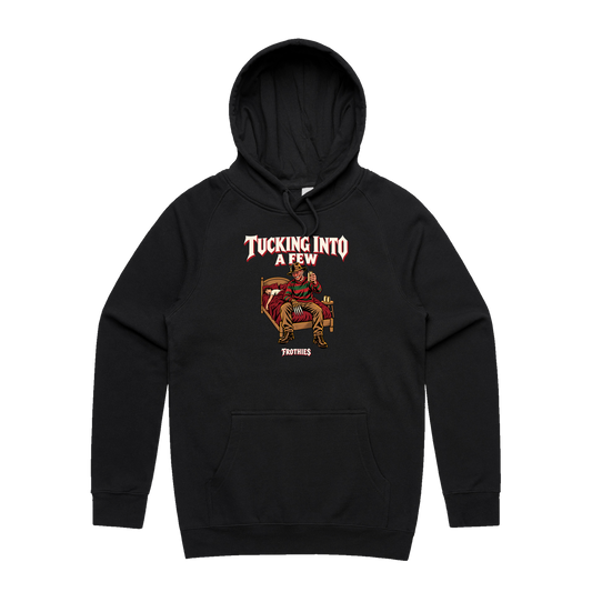 Tucking Into A Few Hoodie Black — Black front