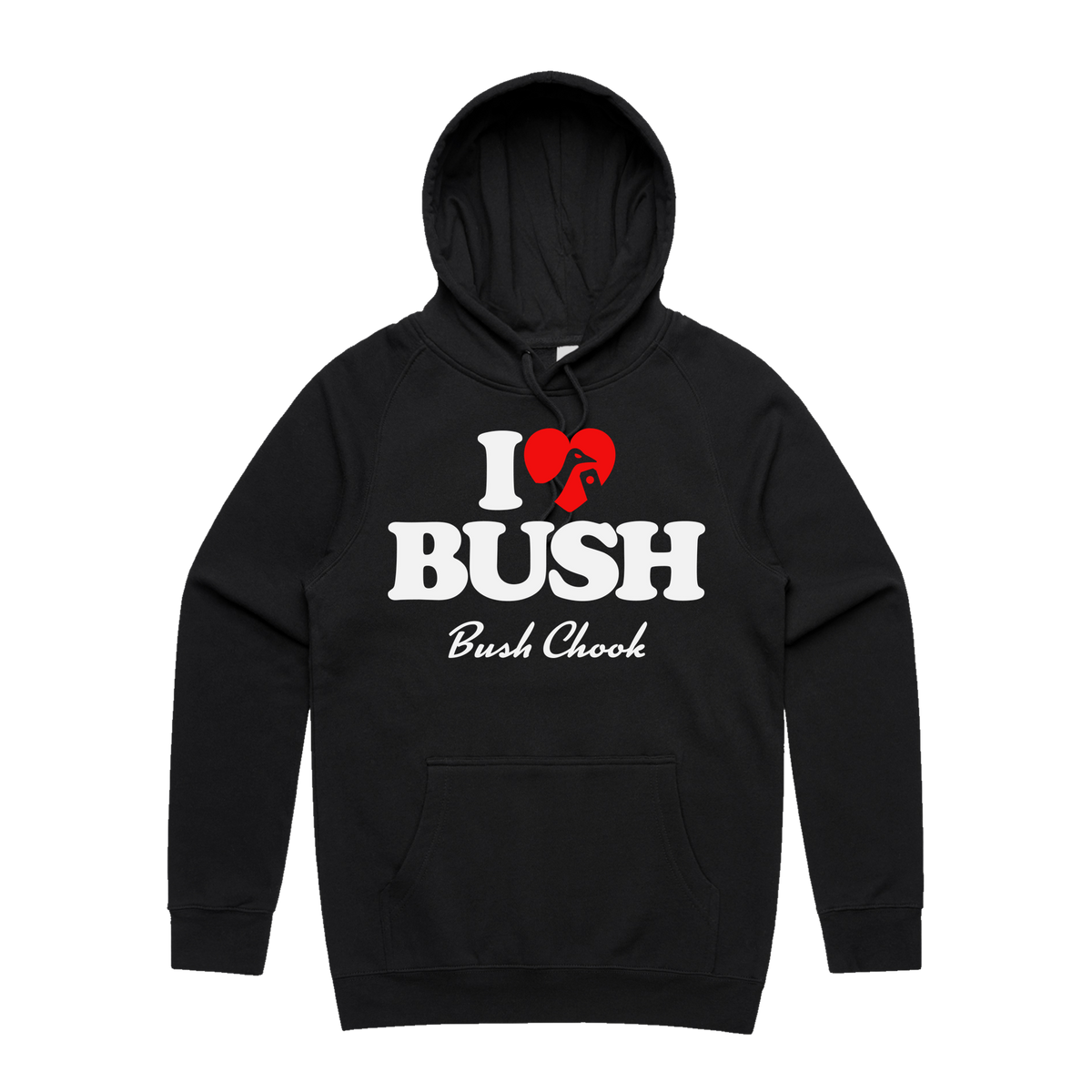 I Love Bush Hoodie — Black front