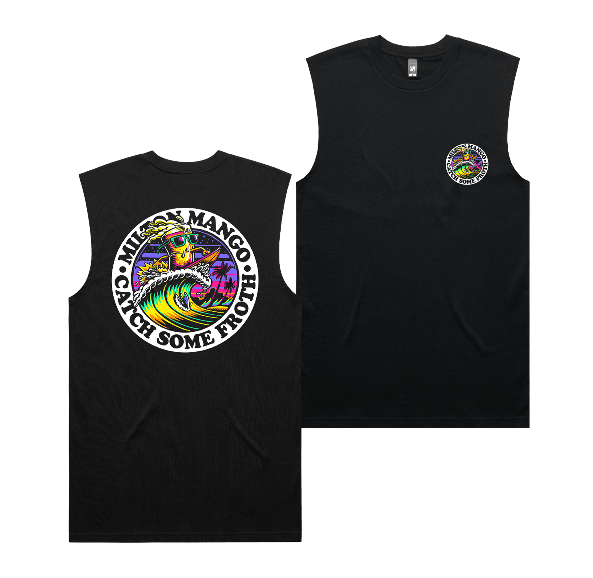 Catch Some Froth Muscle Tee Black Muscle Milton Mango