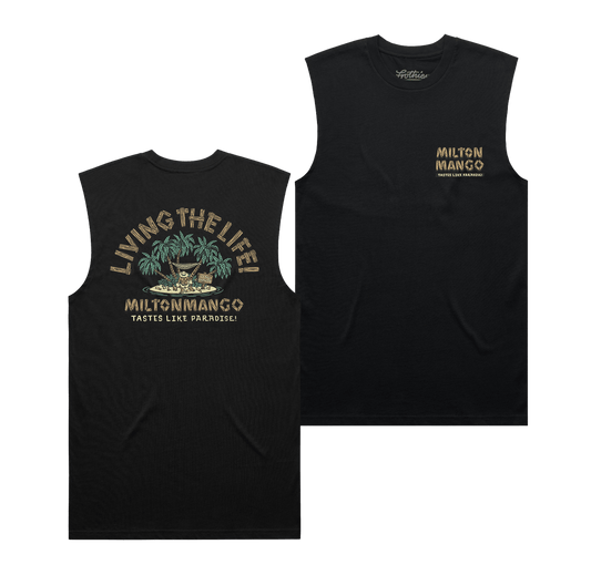 Living the Life Muscle Tee Black Muscle Tank Milton Mango
