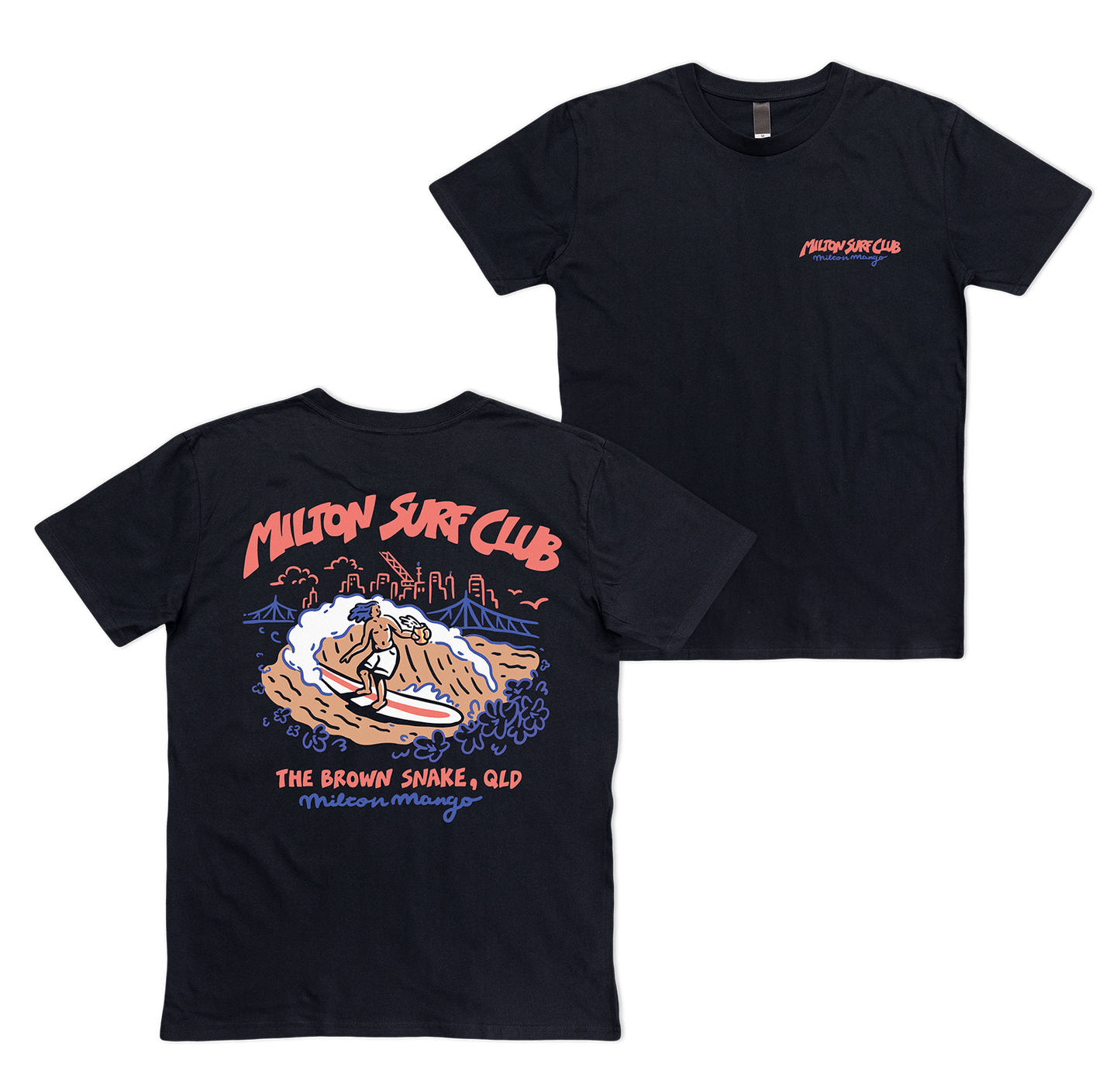 Milton Surf Club Tee Black T-Shirts Milton Mango