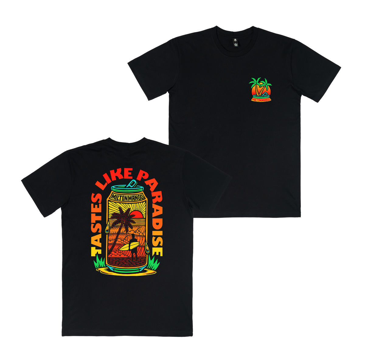 Paradise in a Can Tee Black T-Shirt Milton Mango