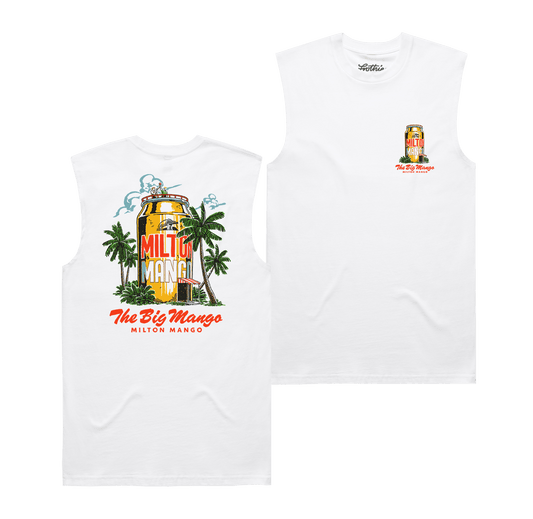 The Big Mango Muscle Tee White Muscle Tank Milton Mango