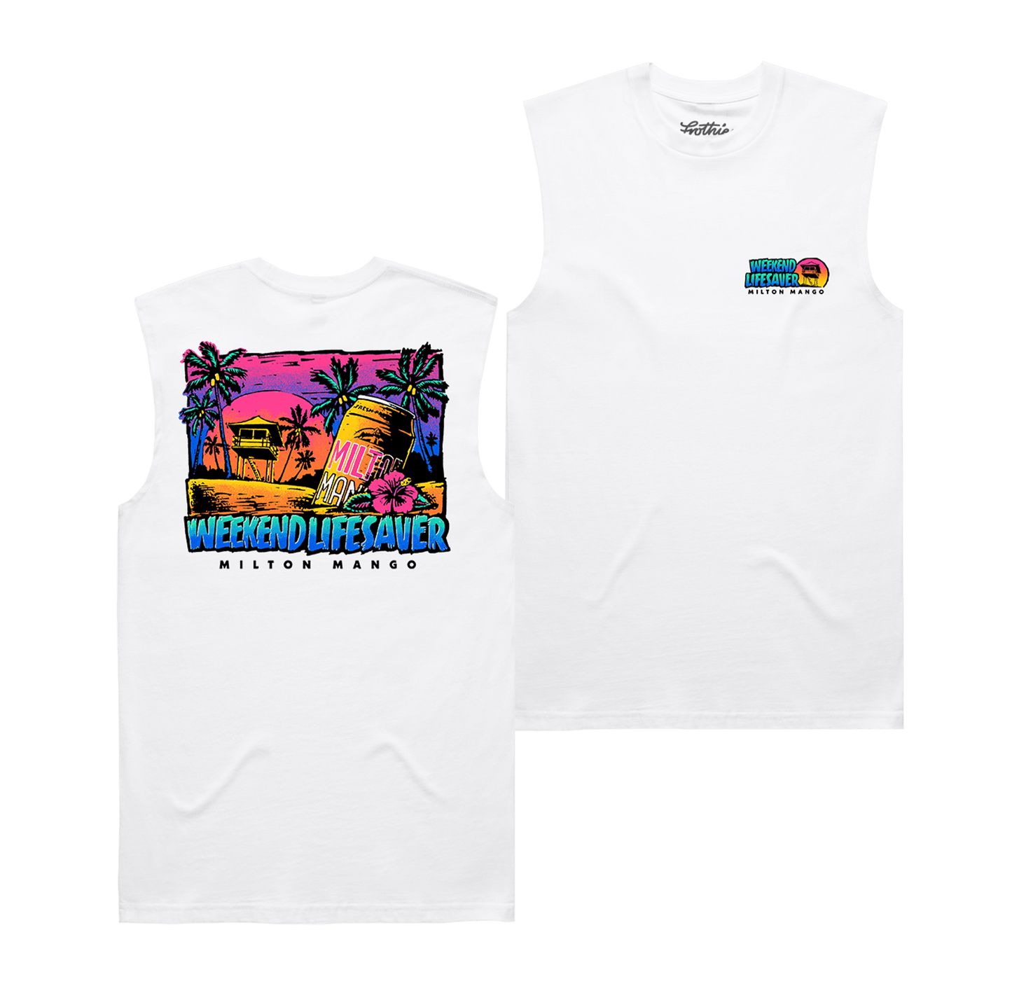 Weekend Lifesaver Muscle Tee White Muscle Tank Milton Mango
