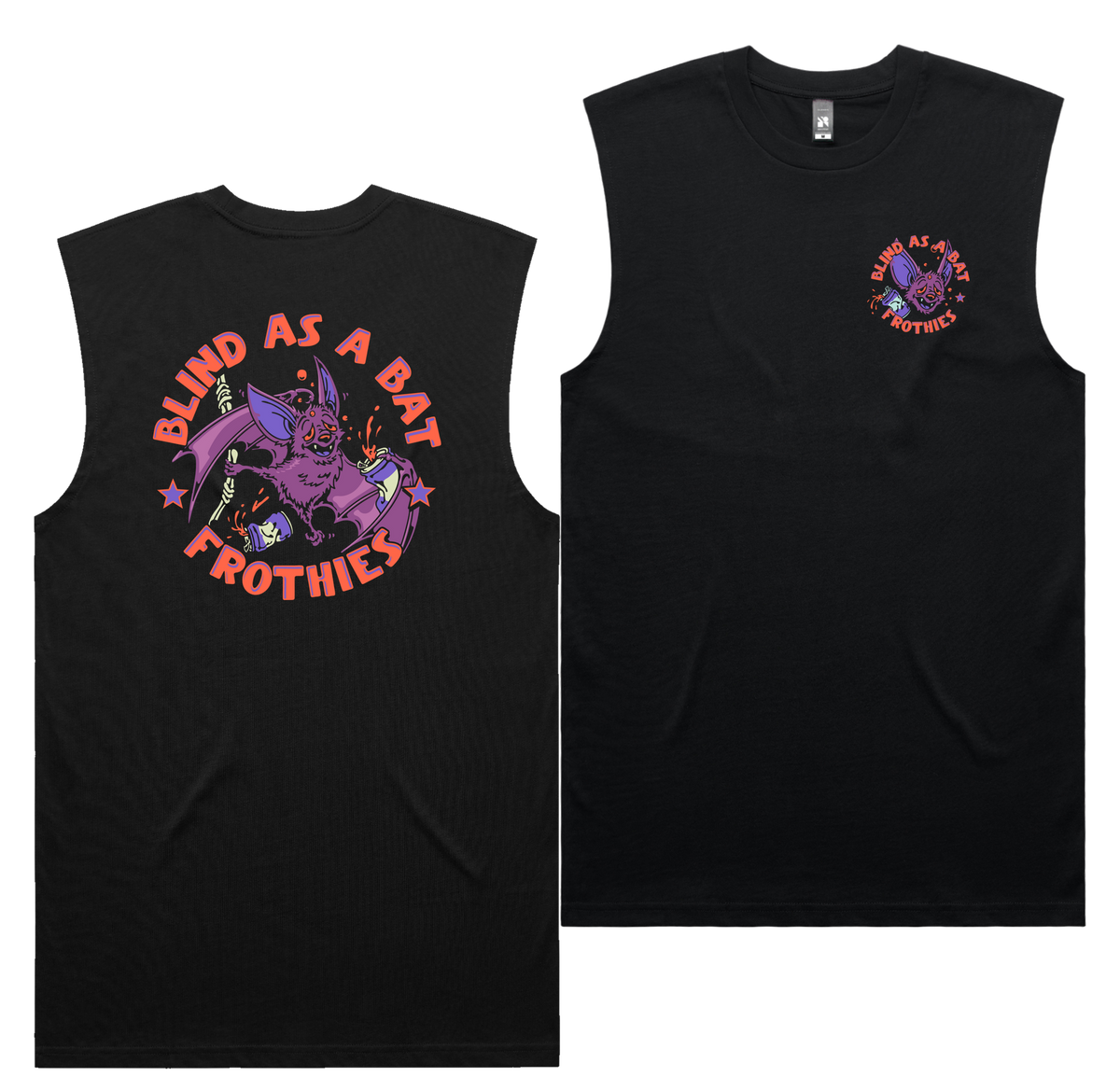 Blind As A Bat Tank — Black front & back