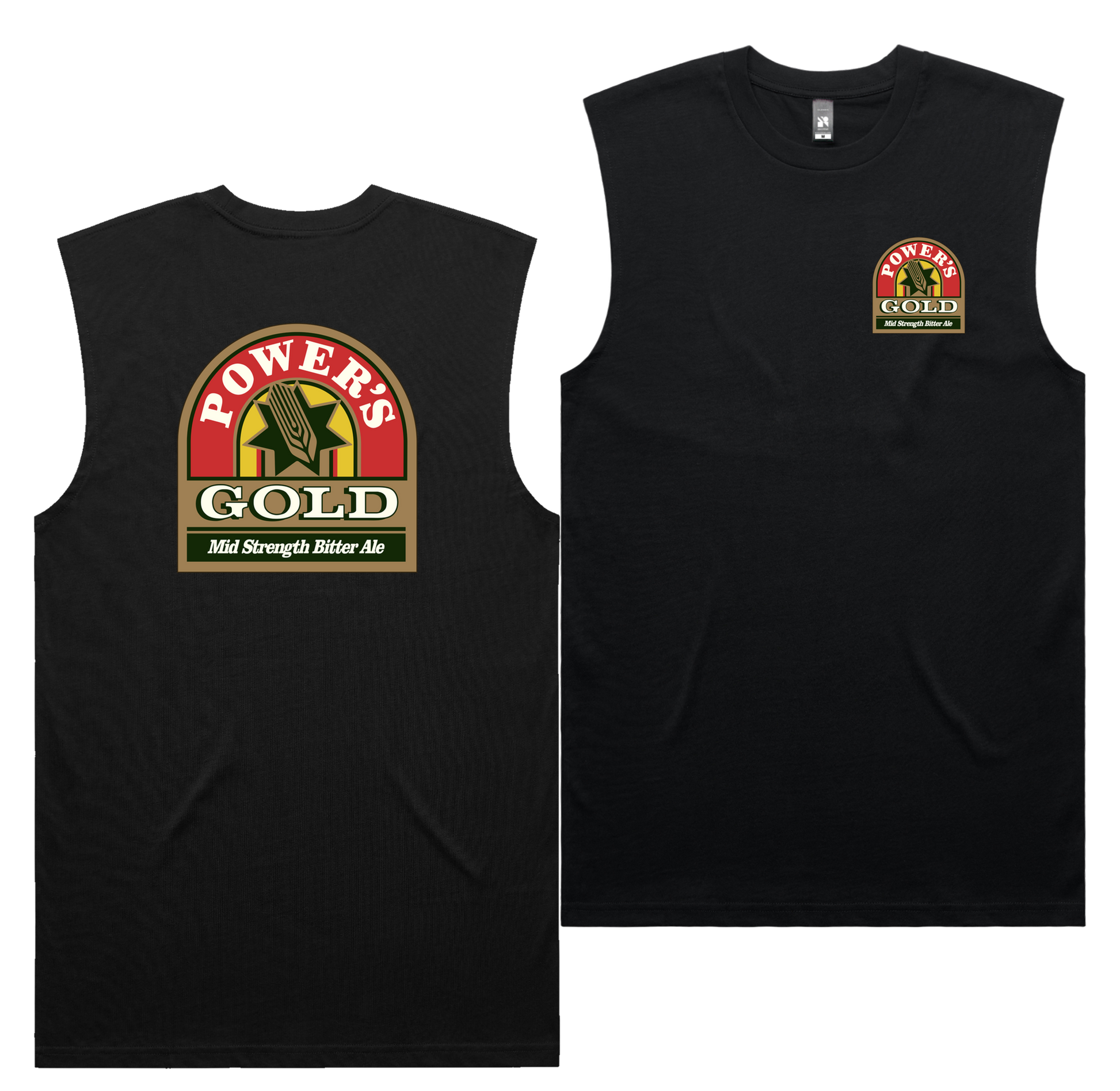 Power's Gold Tank — Black front & back