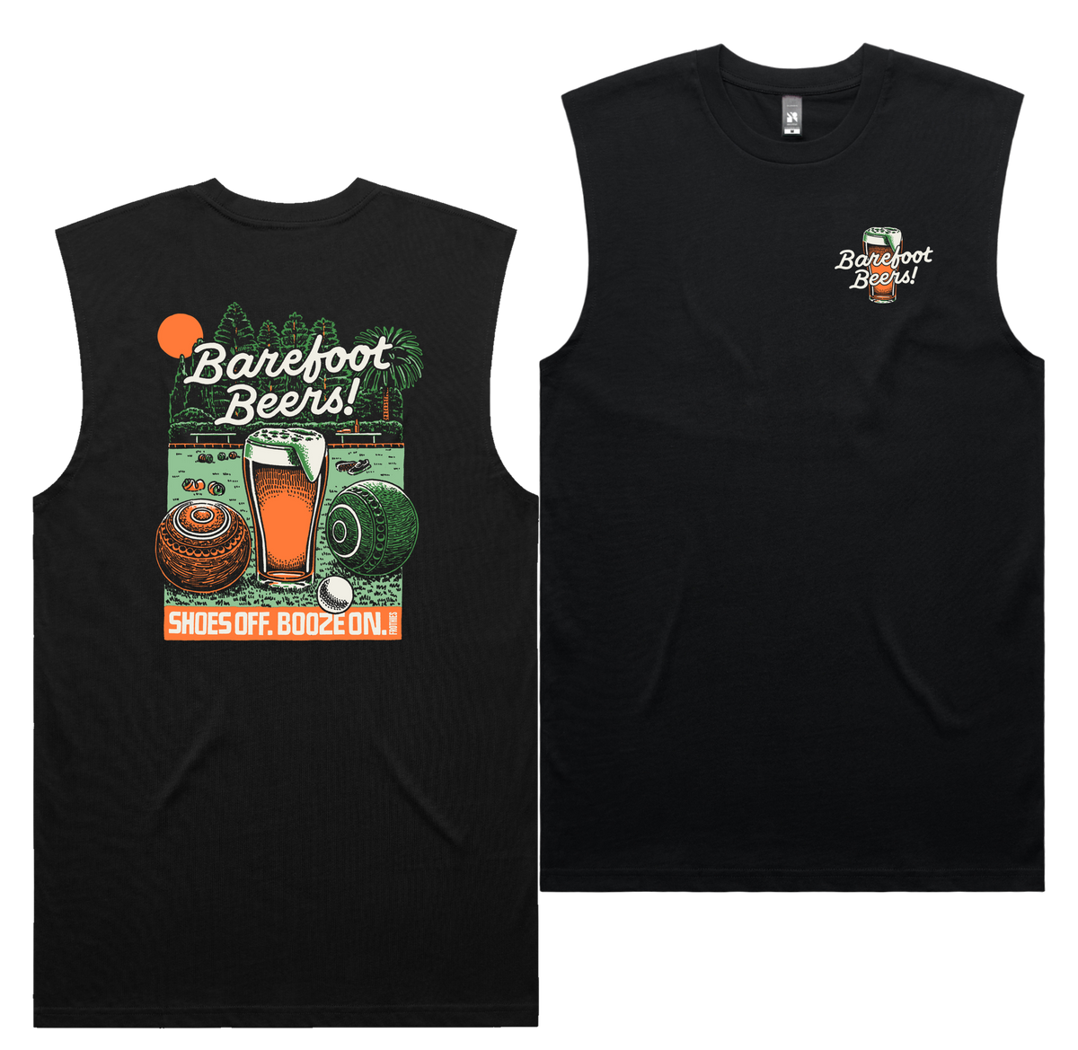 Barefoot Beers Tank — Black front & back