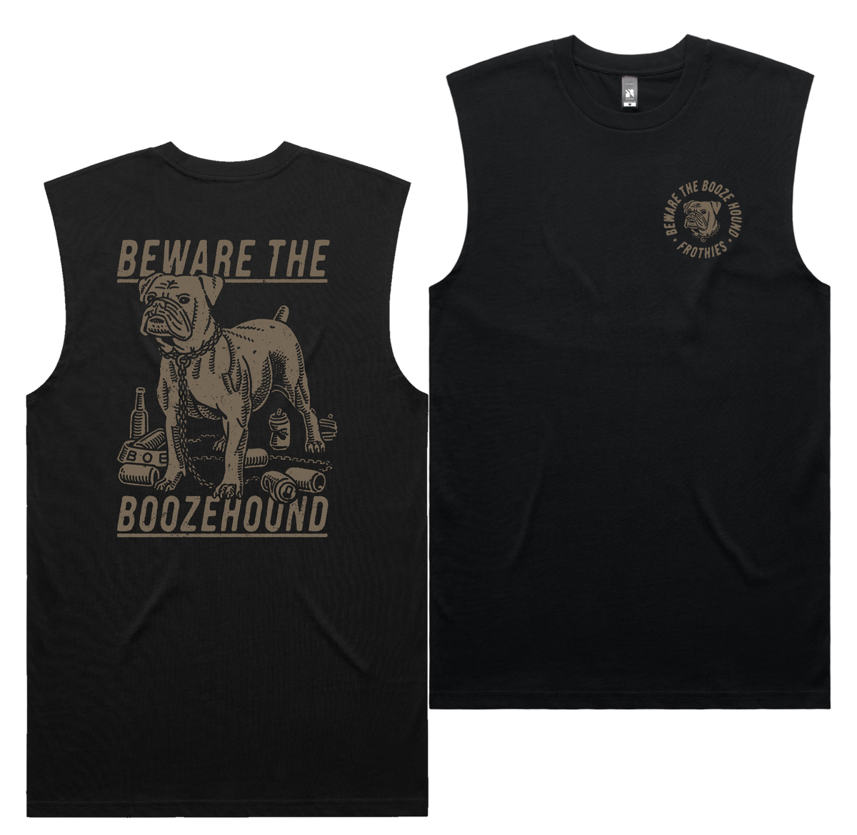Boozehound Tank — Black front & back