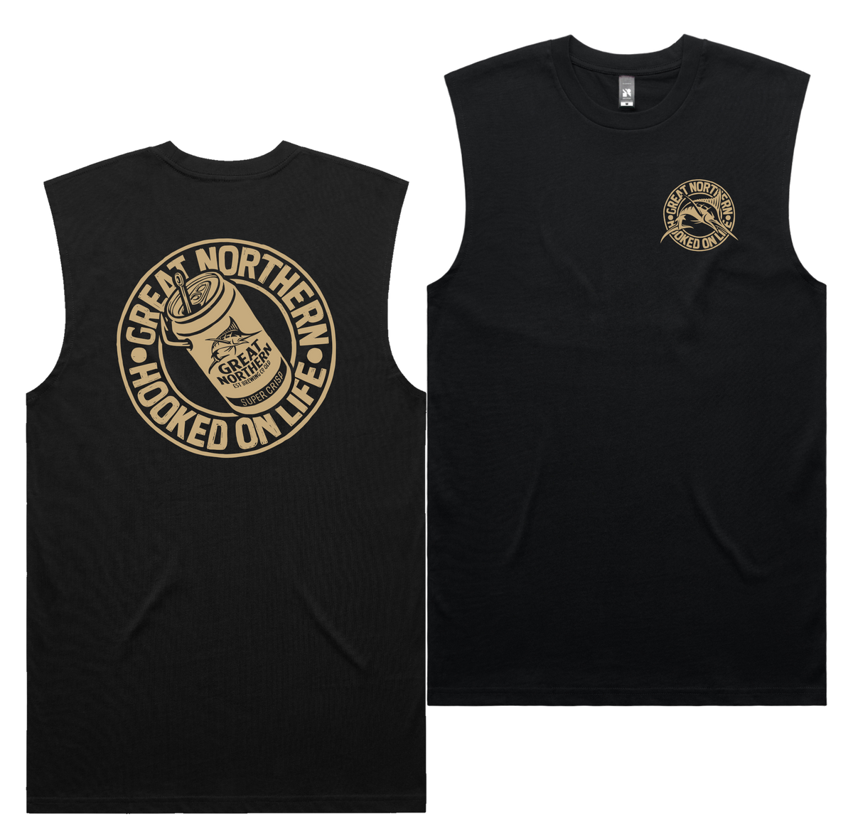 Hooked On Life Tank — Black front & back
