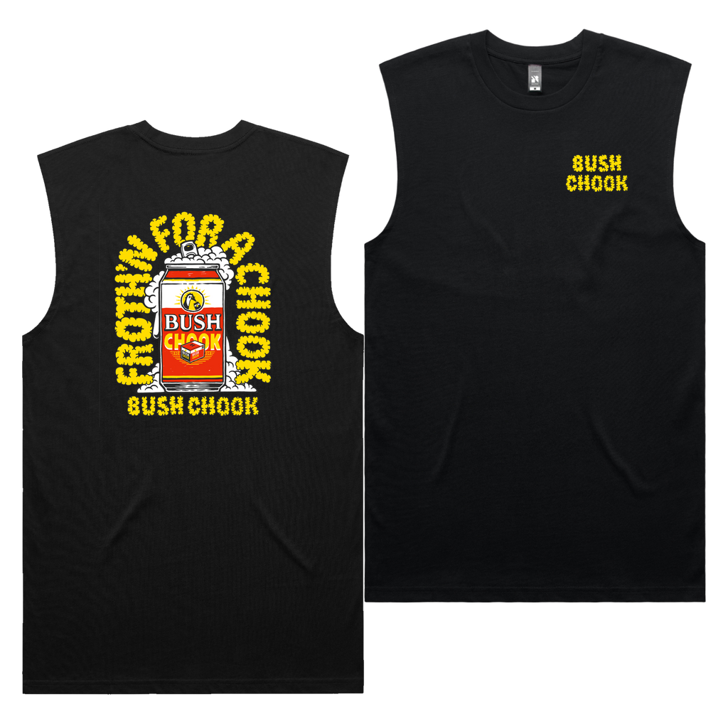 Frothin Chooks Tank — Black front & back