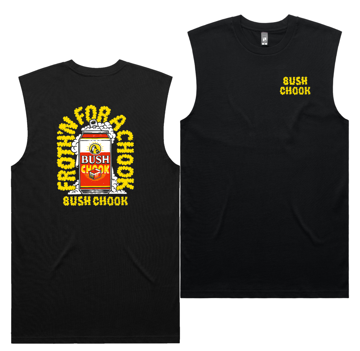 Frothin Chooks Tank — Black front & back