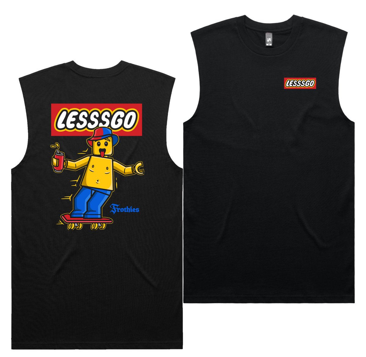 Lesssgo Knights 2026 Tank — Black front & back