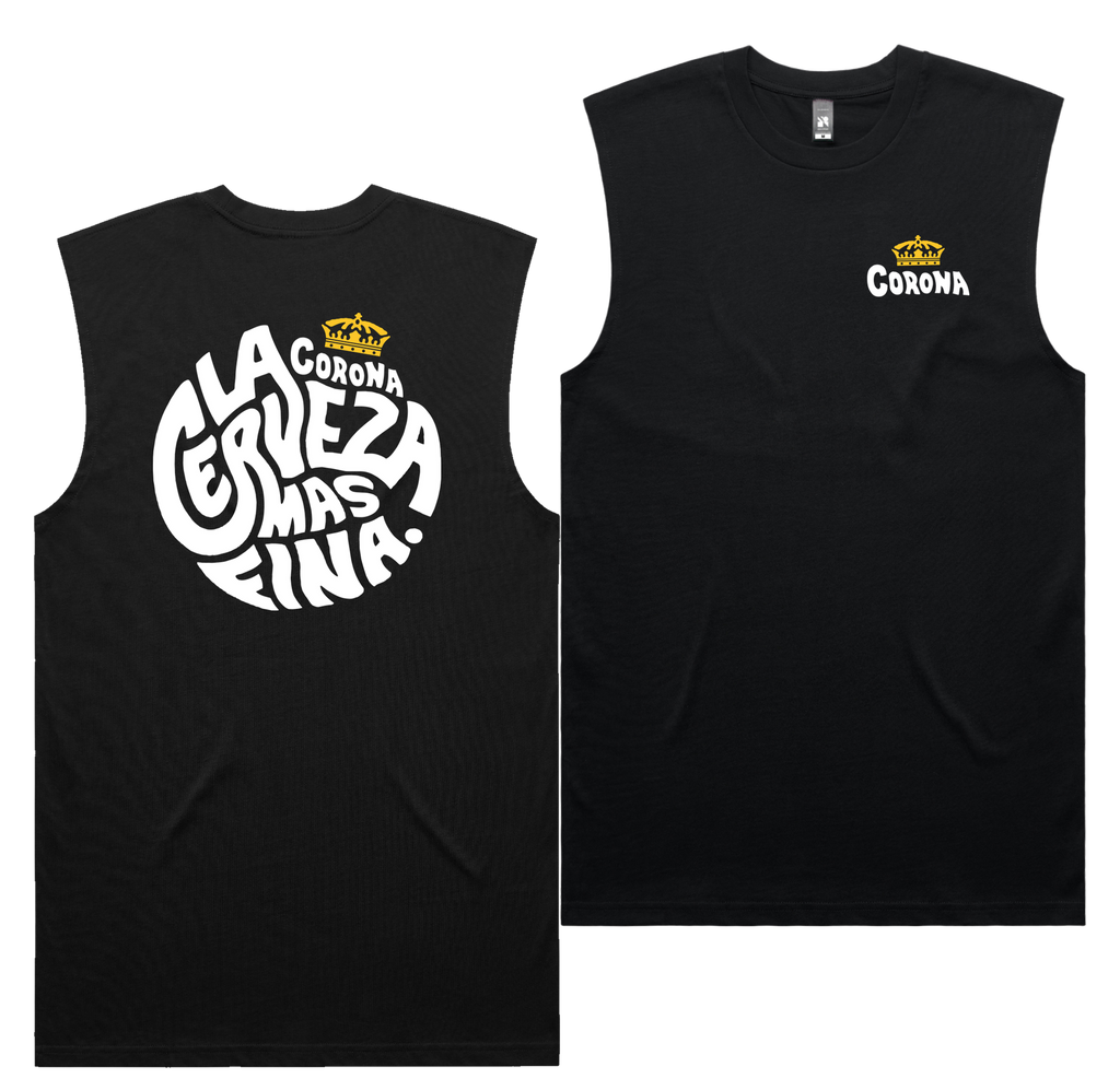 Cerveza Circle Tank — Black front & back
