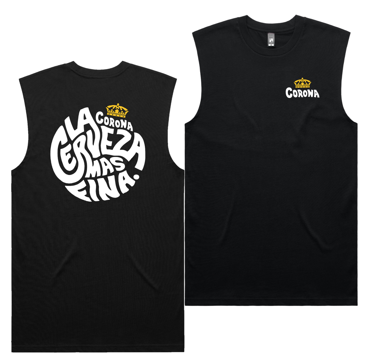 Cerveza Circle Tank — Black front & back