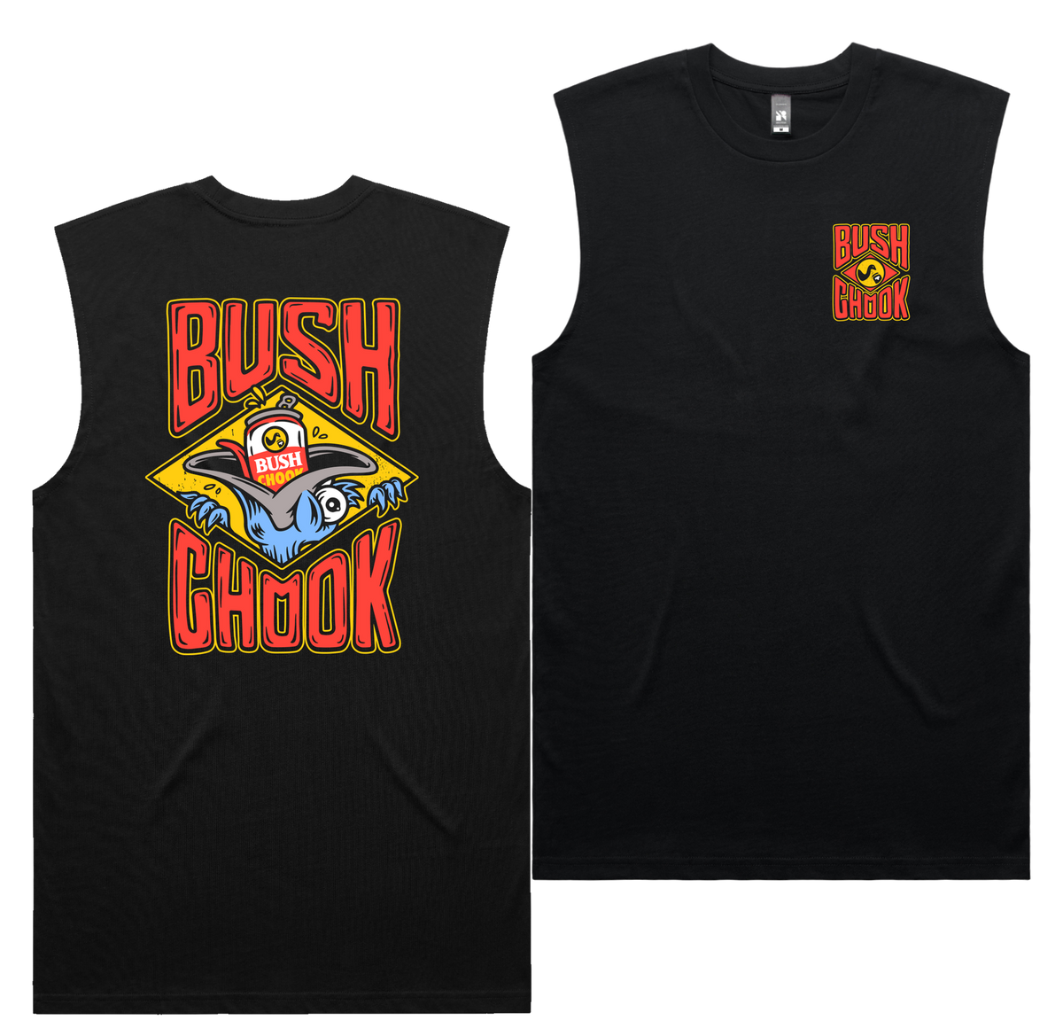 Stuffed Chook Tank — Black front & back