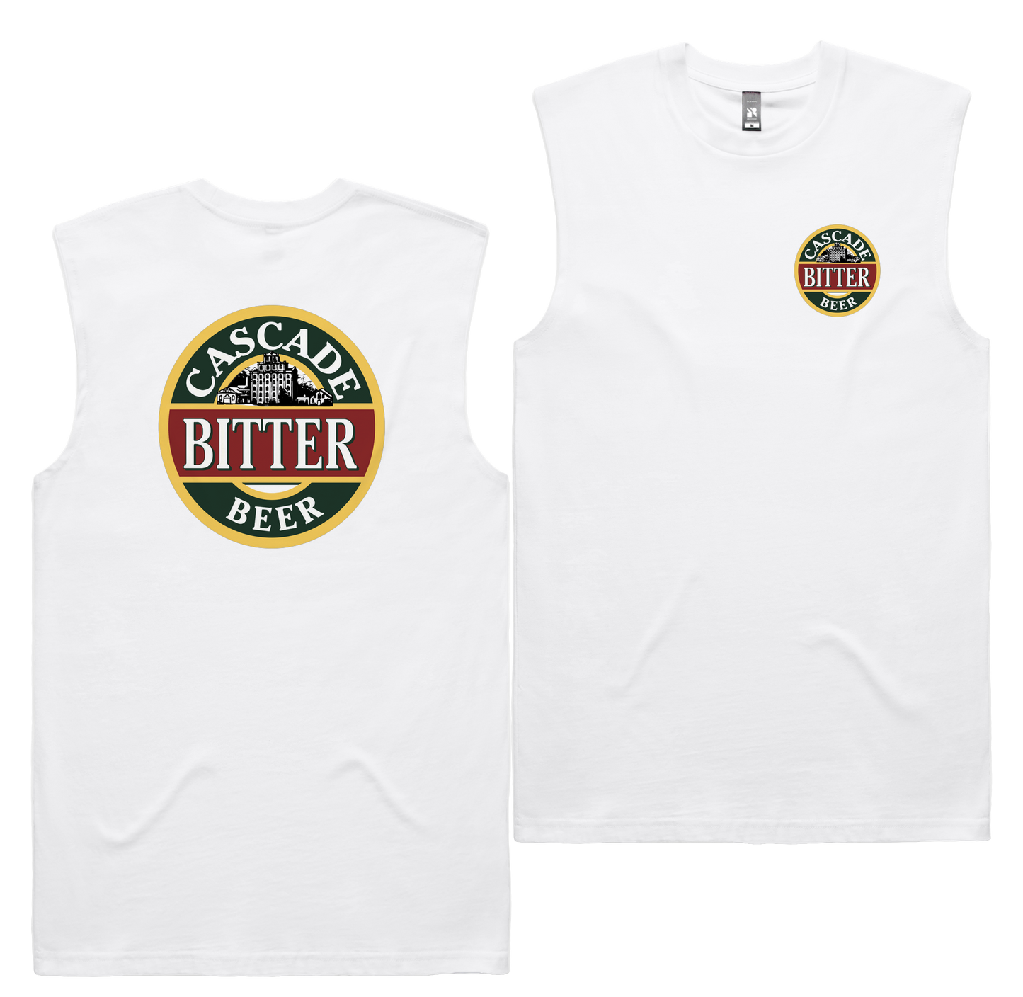 Bitter Badge Tank — White front & back