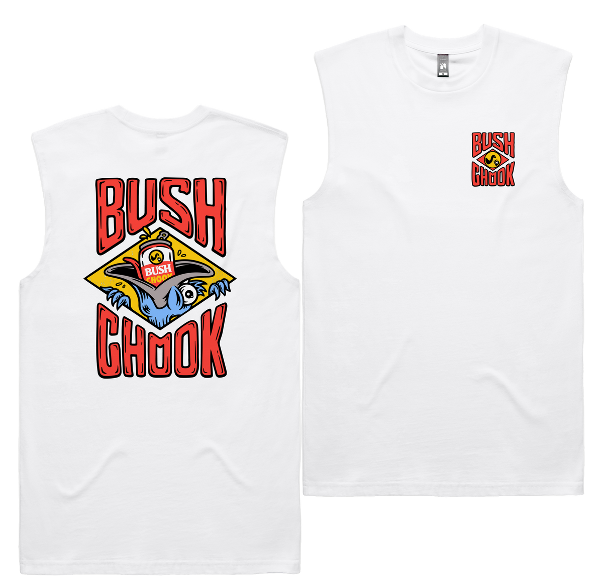 Stuffed Chook Tank — White front & back
