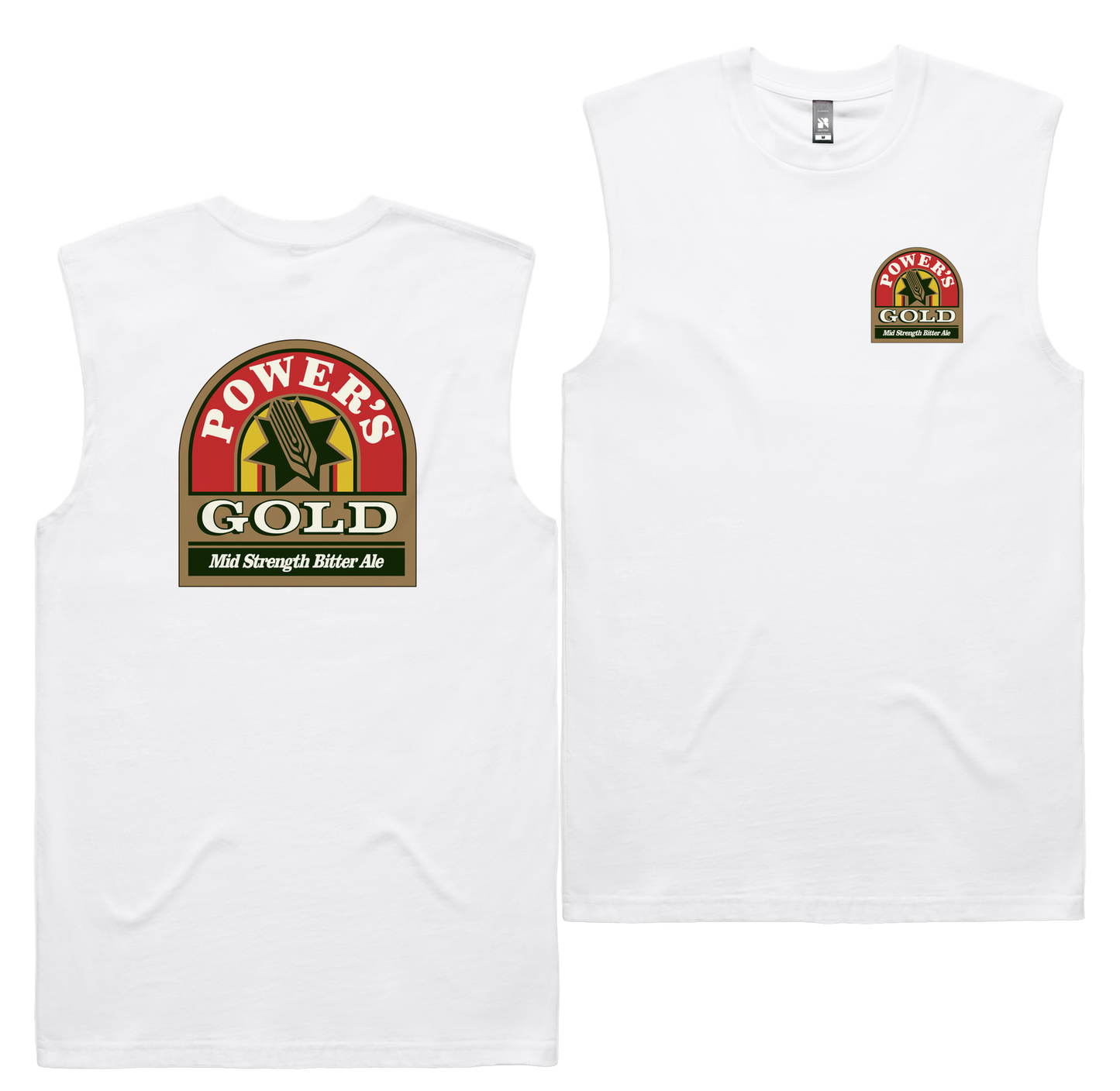 Power's Gold Tank — White front & back
