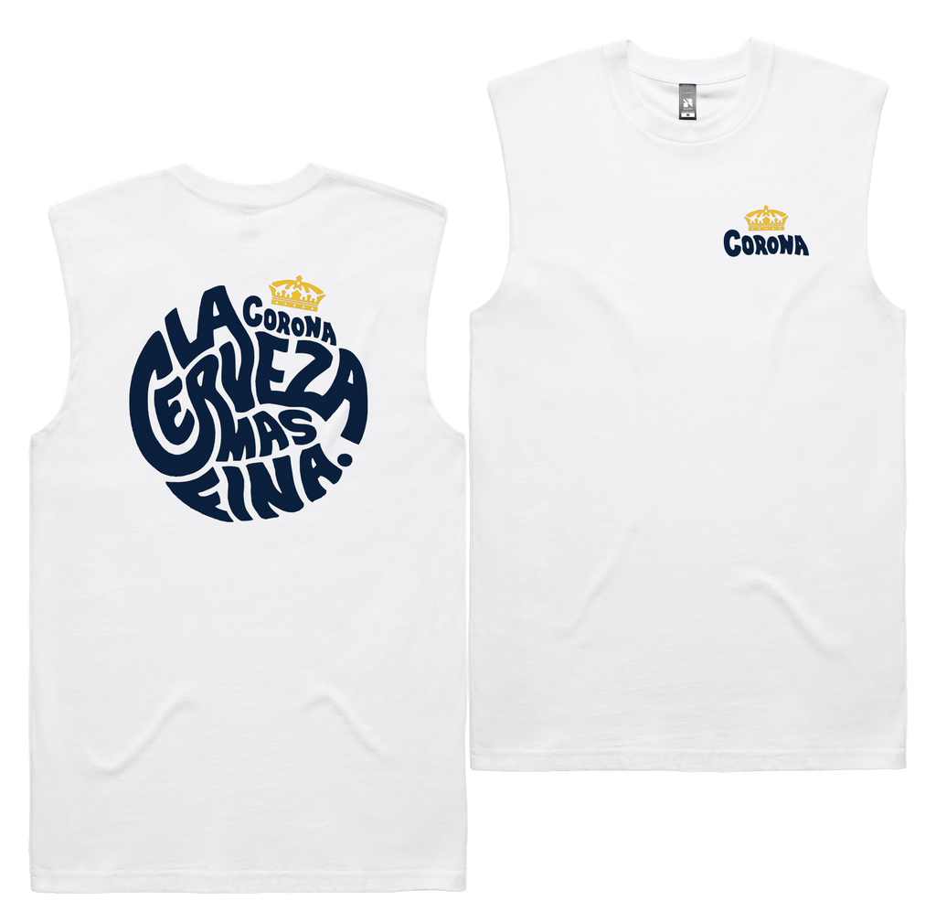 Cerveza Circle Tank — White front & back