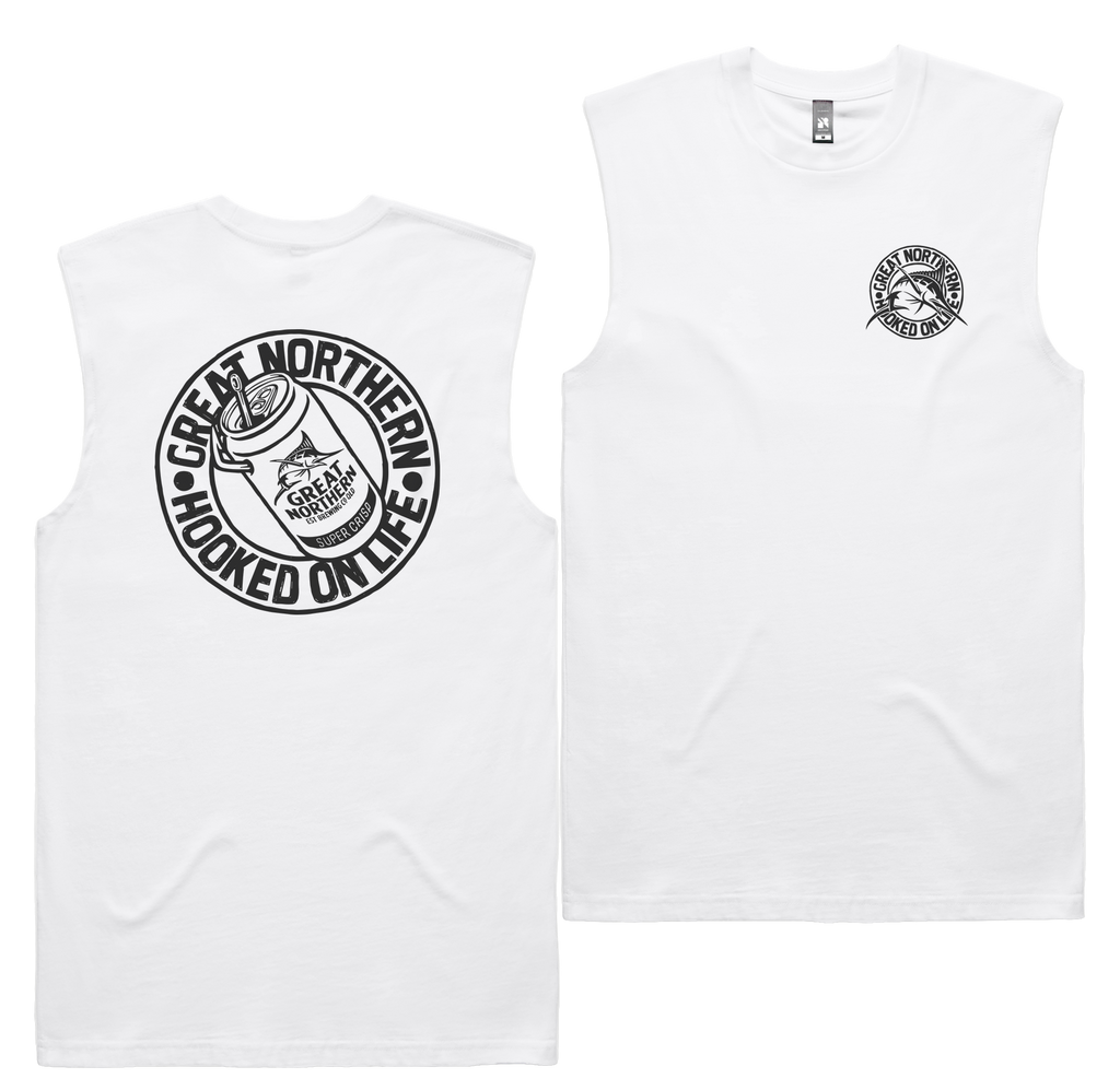 Hooked On Life Tank — White front & back
