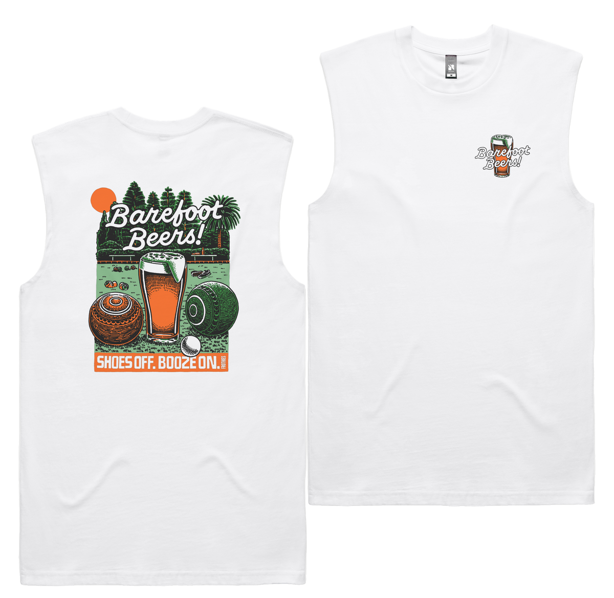 Barefoot Beers Tank — White front & back