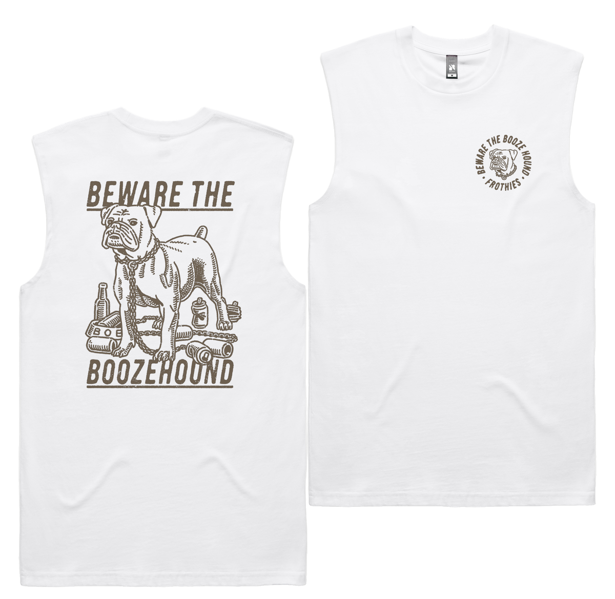 Boozehound Tank — White front & back