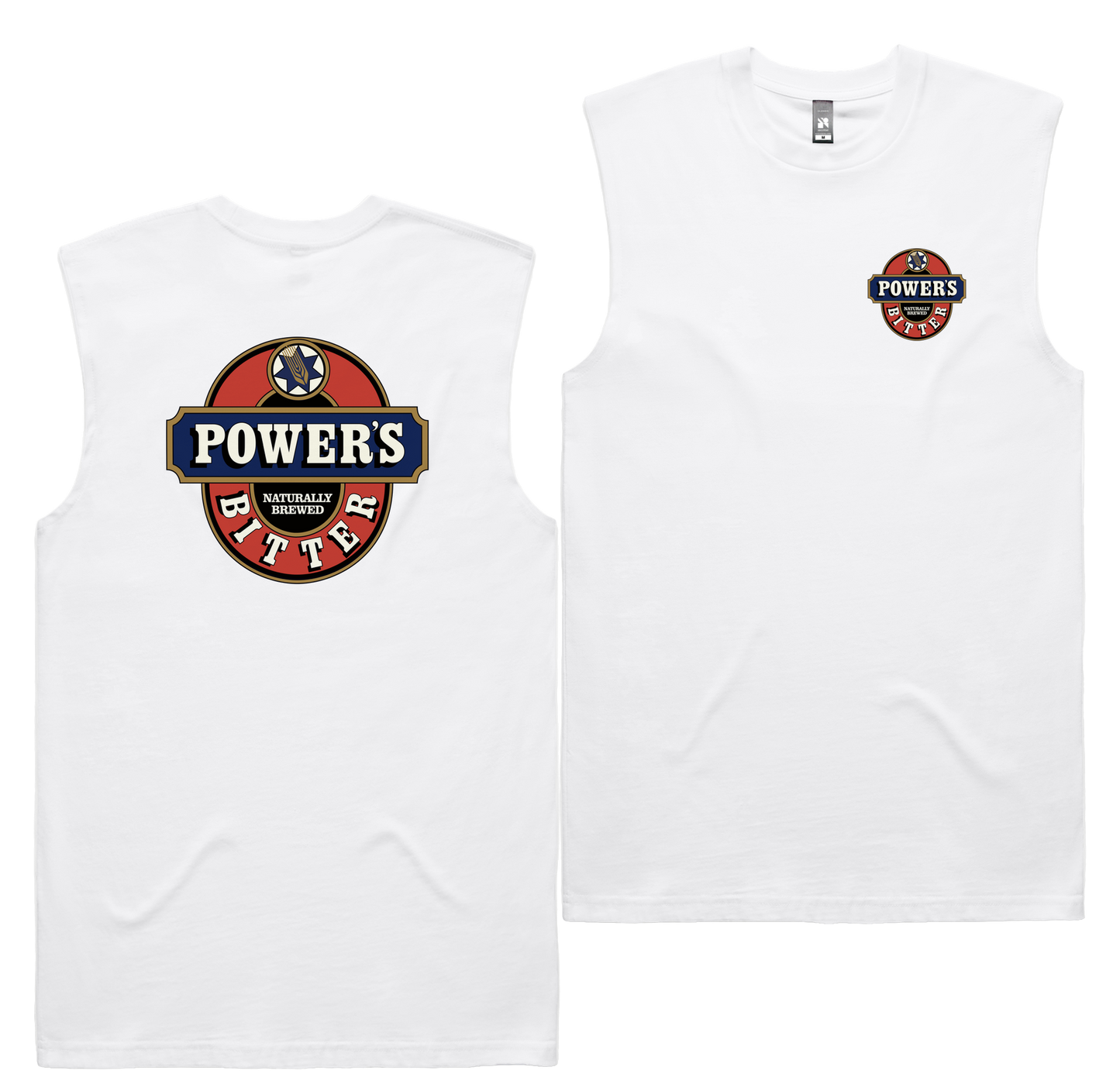 Power's Bitter Tank — White front & back