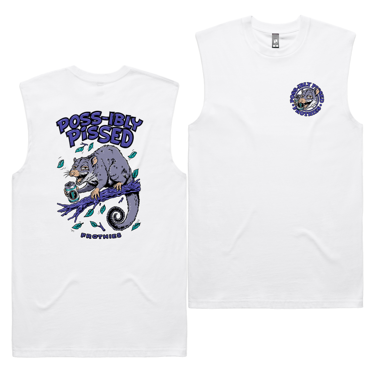 Possibly Pissed Tank — White front & back