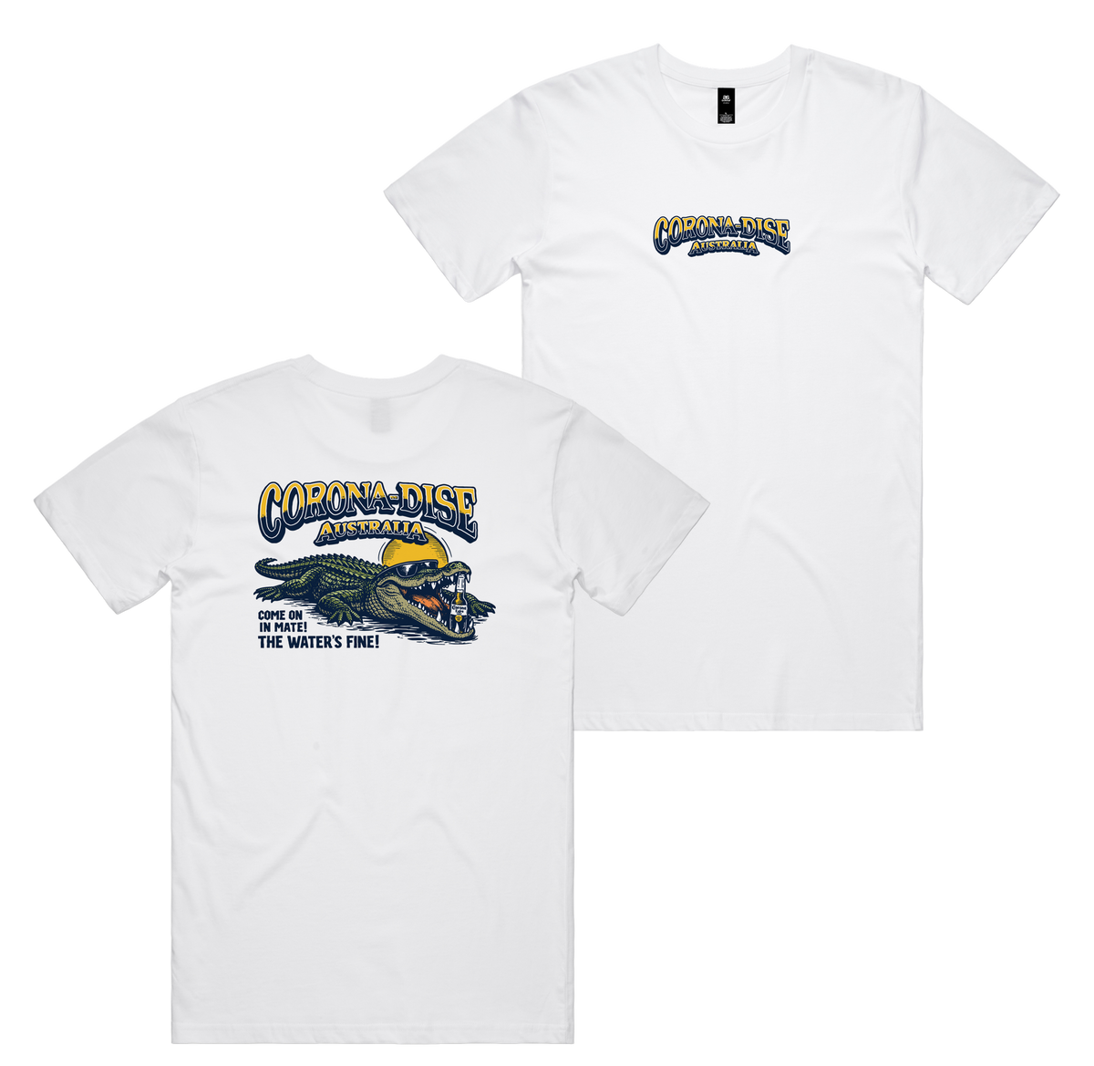 Corona Smile Tee — White front & back