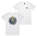 Weekend Hard Tee — White front & back