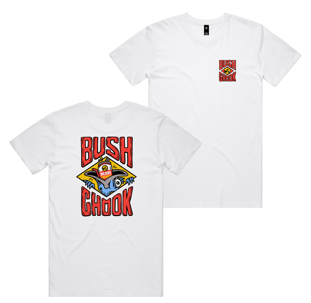 Stuffed Chook Tee — White front & back