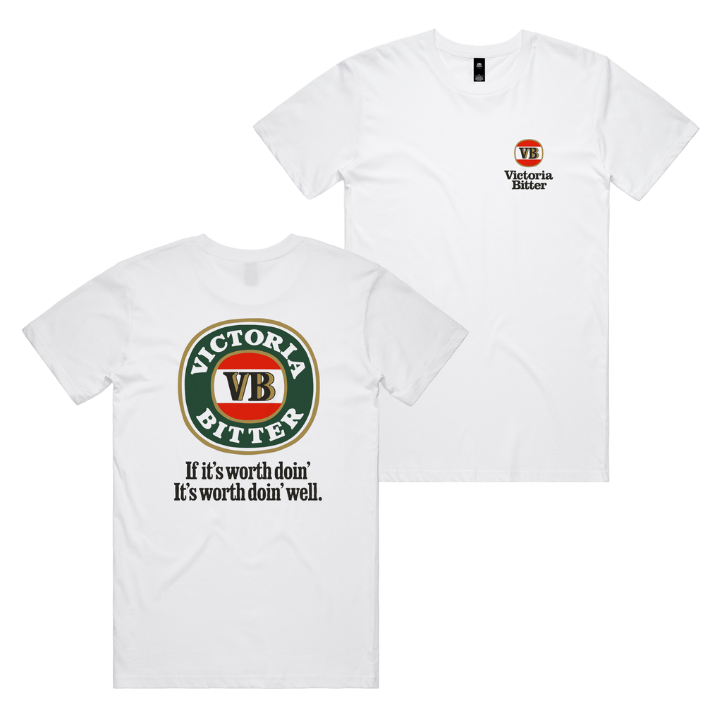 Worth Doin Tee — White front & back