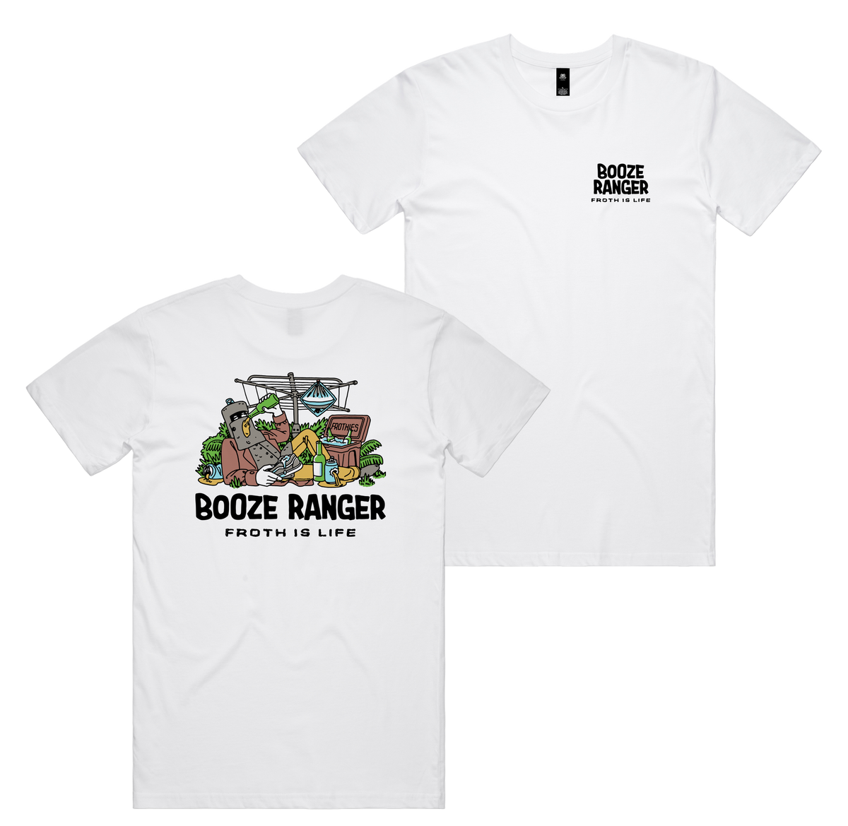 Booze Ranger Tee — White front & back