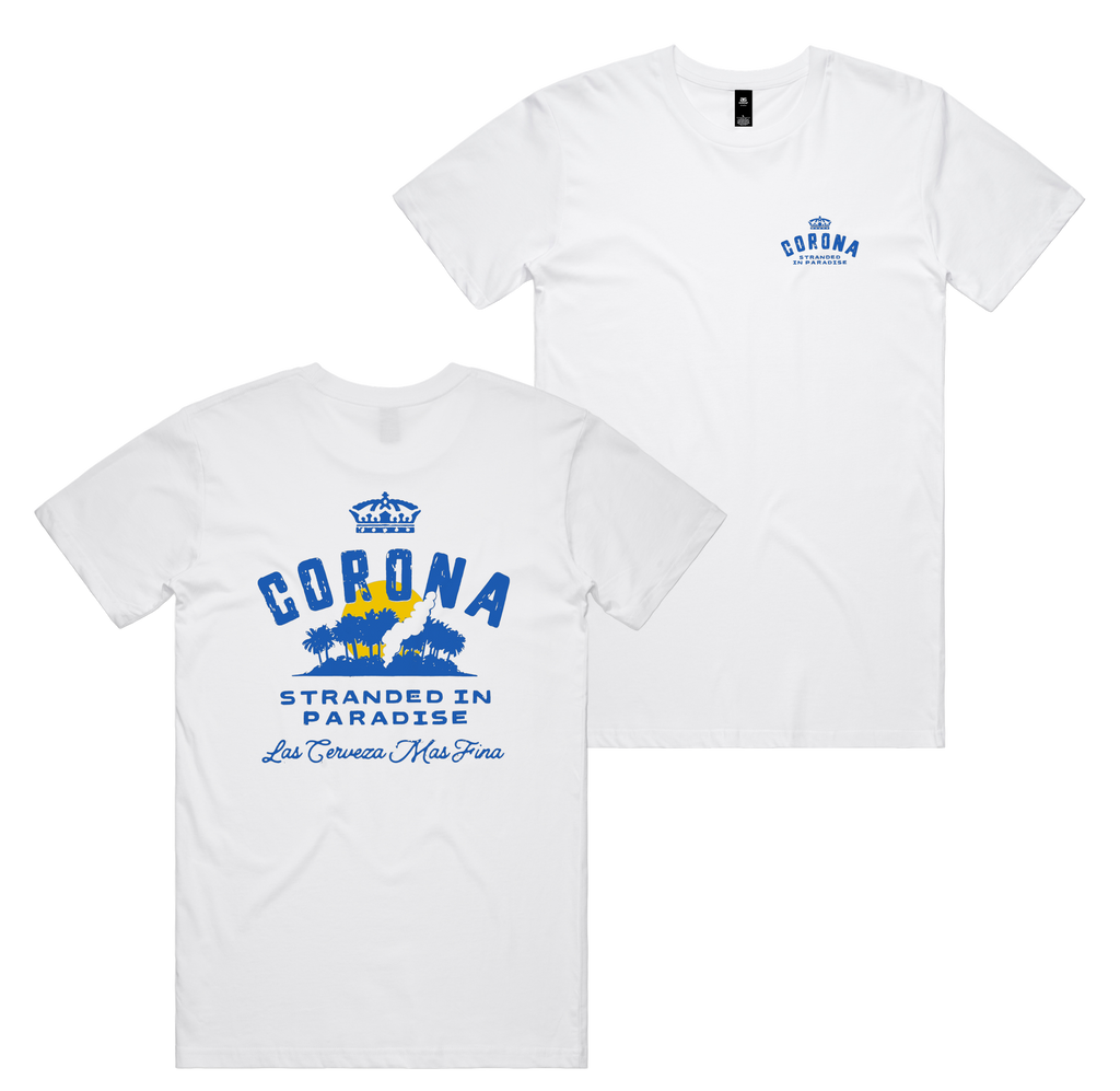 Stranded Tee — White front & back