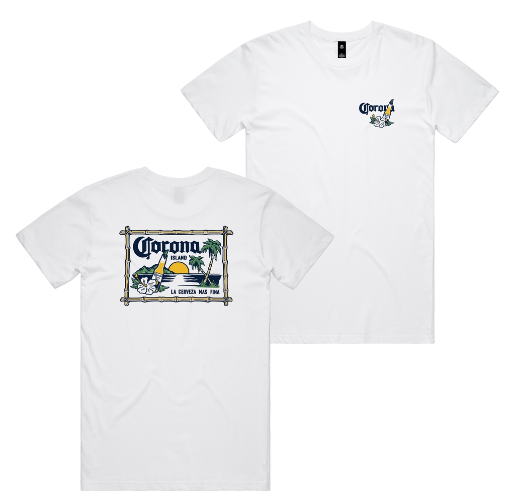 Corona Island Tee — White front & back