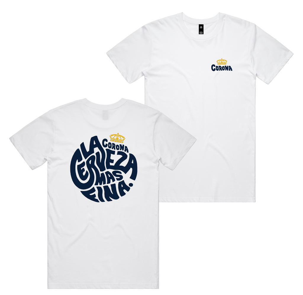 Cerveza Circle Tee — White front & back
