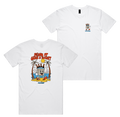 Grab A Bucket Tee — White front & back