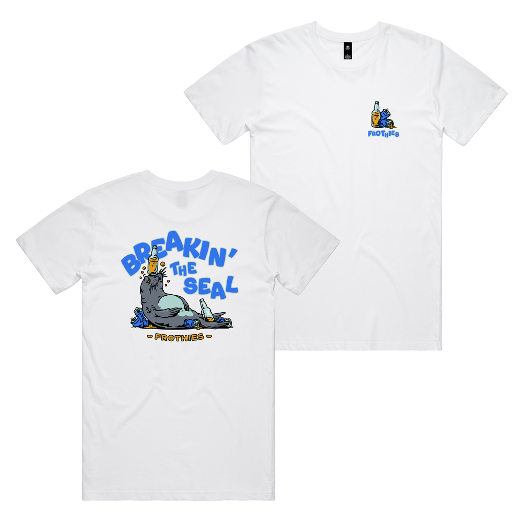Break The Seal Tee — White front & back
